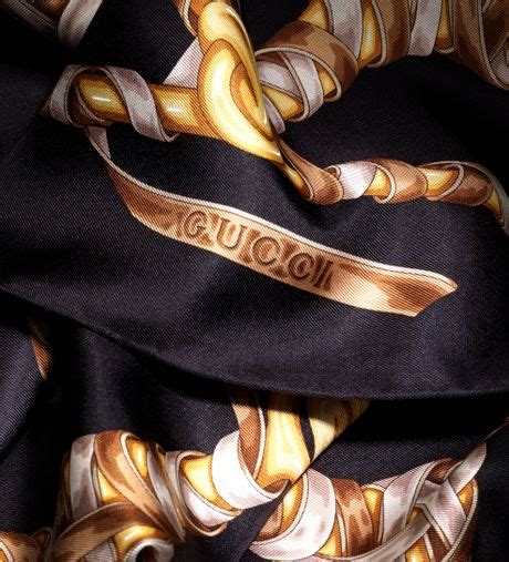 gucci scarf black and gold|authentic gucci silk scarf.